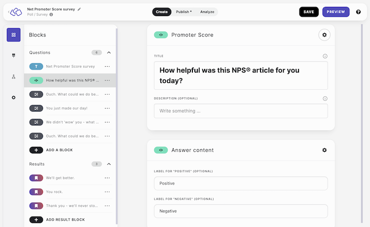 What is NPS? Creating a Net Promoter Score using Riddle's quiz maker.