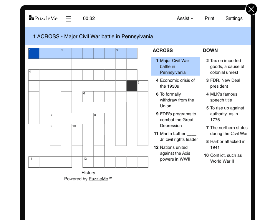AI generated crossword puzzle with lots of empty cells