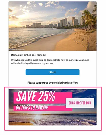 Riddle-Quiz mit iFrame-Anzeigen darunter.